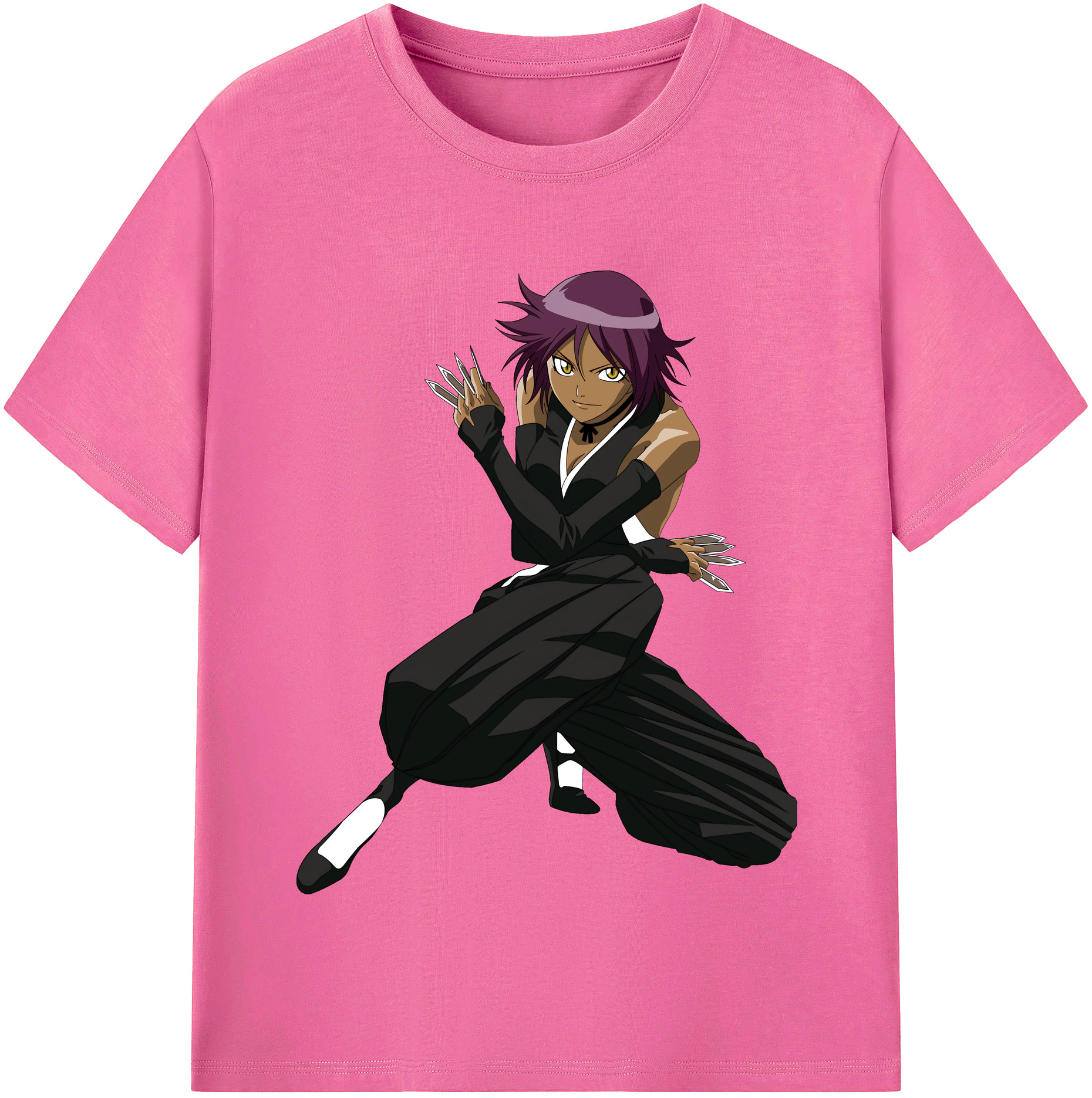 （画像用） ブリーチ 四楓院 夜一（しほういん よるいち） BLEACH Shihouin Yoruichi レディースカジュアルプリントTシャツ（綿100％）